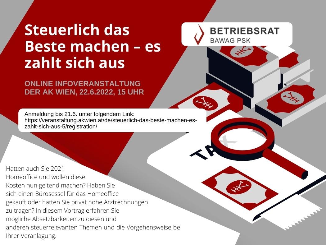 Steuervortrag 22.6.2022 ©BAWAG P.S.K. Betriebsrat Steuervortrag 22.6.2022 ©BAWAG P.S.K. Betriebsrat