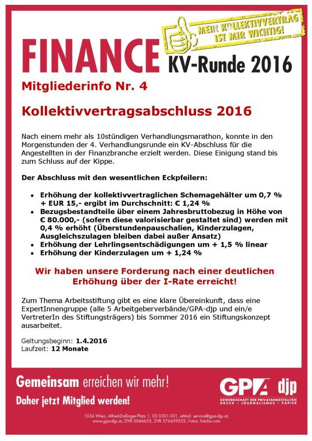 KV 2016 Abschluss in der 4. Verhandlungsrunde ©GPA djp KV 2016 Abschluss in der 4. Verhandlungsrunde ©GPA djp