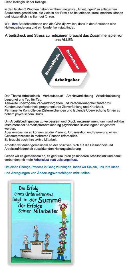 Ende Kampagne Arbeitslust statt Leistungsfrust ©GPA-djp Ende Kampagne Arbeitslust statt Leistungsfrust ©GPA-djp