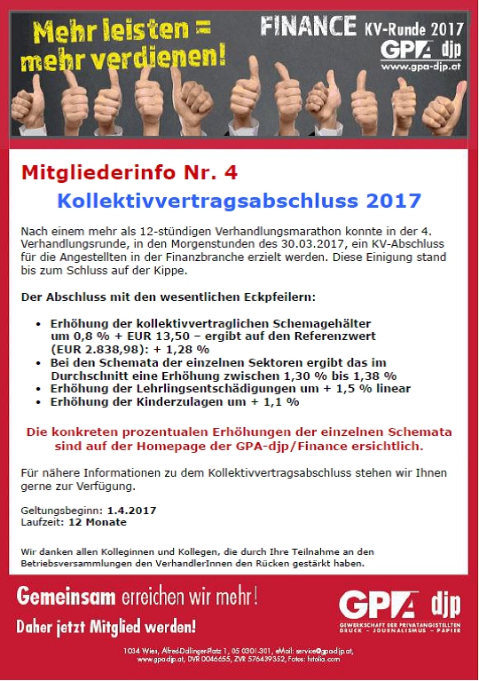 KV 2017 Abschluss in der 4. Verhandlungsrunde ©GPA djp KV 2017 Abschluss in der 4. Verhandlungsrunde ©GPA djp