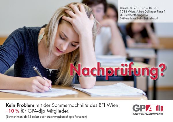 GPA-djp Schülernachhilfe Sommeraktion 2011 ©BAWAG PSK Betriebsrat GPA-djp Schülernachhilfe Sommeraktion 2011 ©BAWAG PSK Betriebsrat