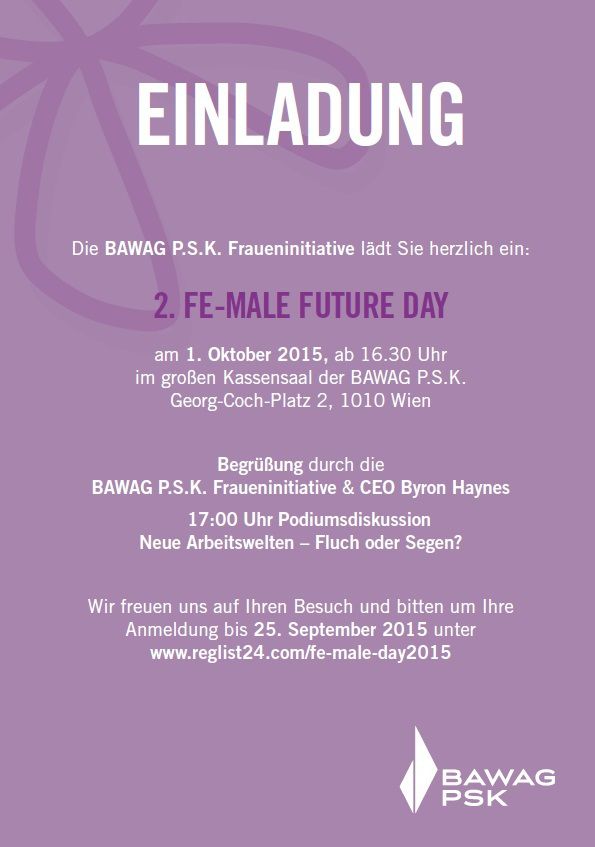 Female Future Day 2015 Einladung ©BAWAG PSK Female Future Day 2015 Einladung ©BAWAG PSK